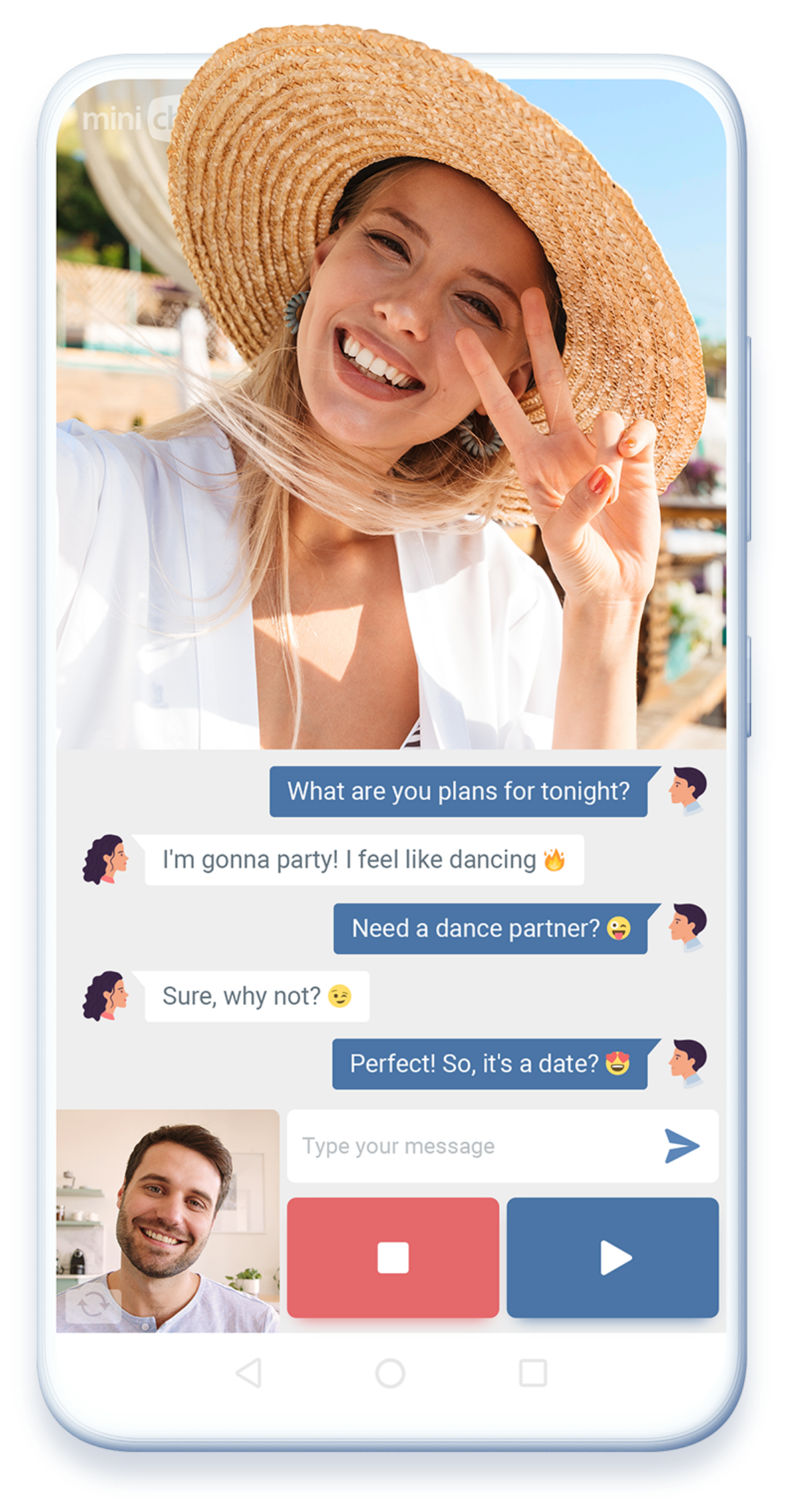 Minichat is a simple and fast video chat to meet people around the world